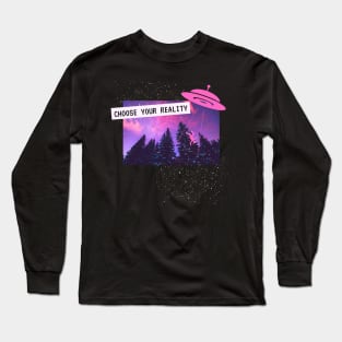 Vaporwave Alien Ufo Trip Party Techno Club Glitch Long Sleeve T-Shirt